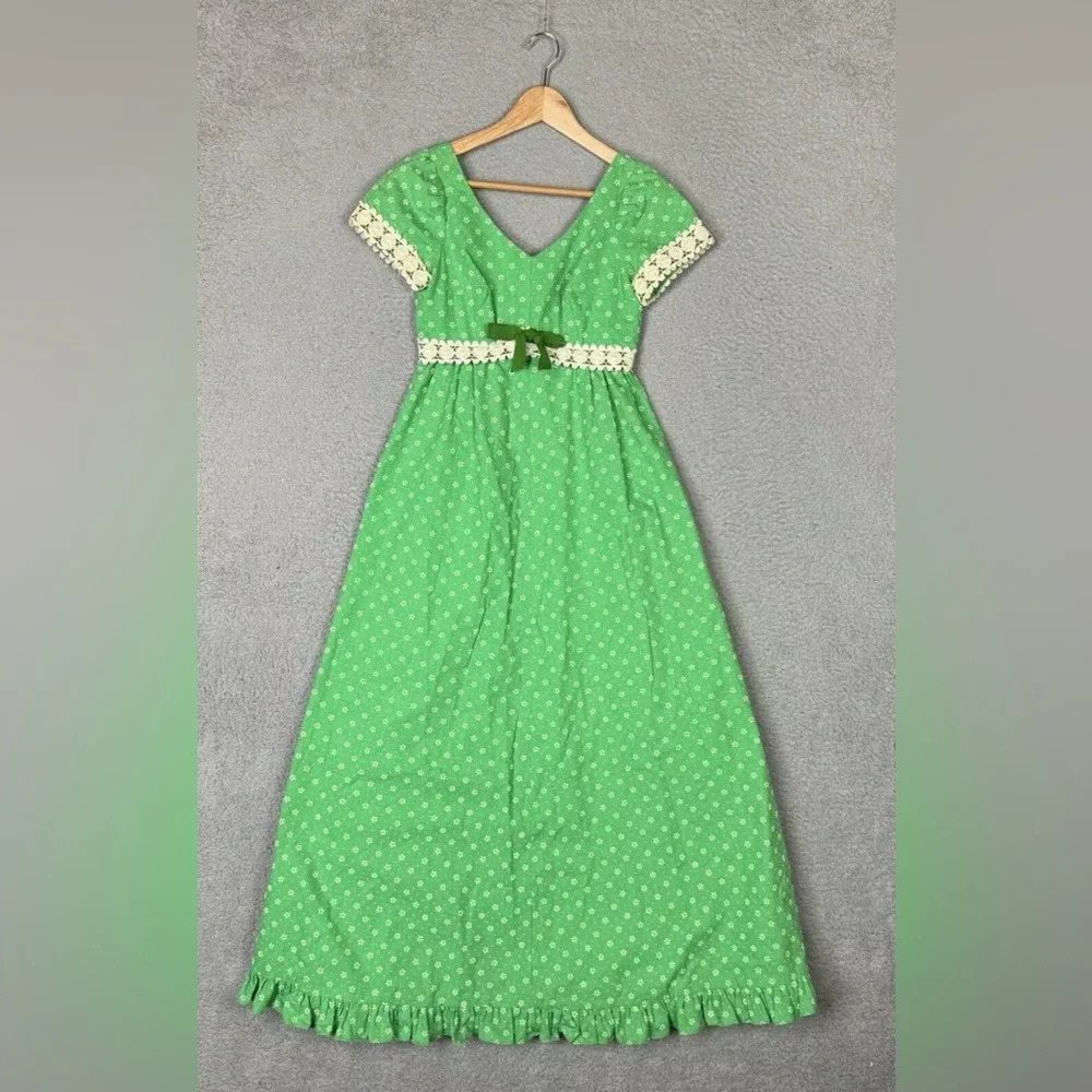 Princess Kaiulani Vintage Dress Womens Small Gree… - image 1
